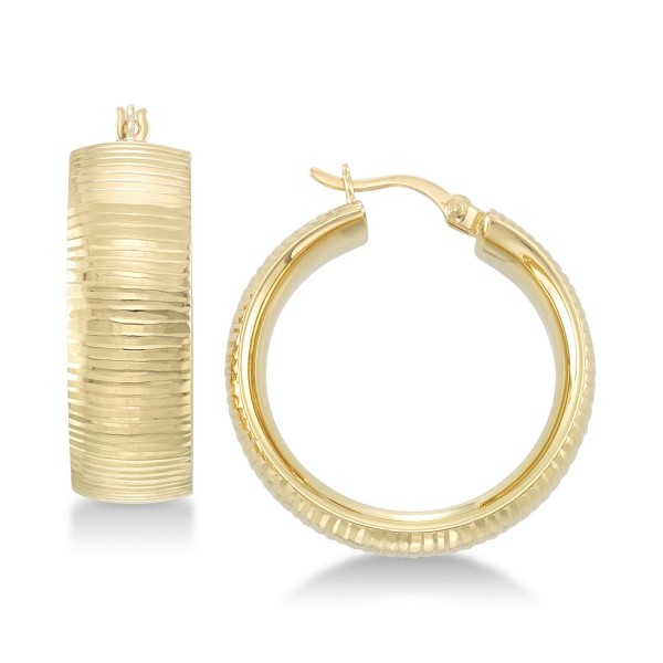 Textured Hoop Earrings in 18k Gold over Sterling Silver or Sterling Silver