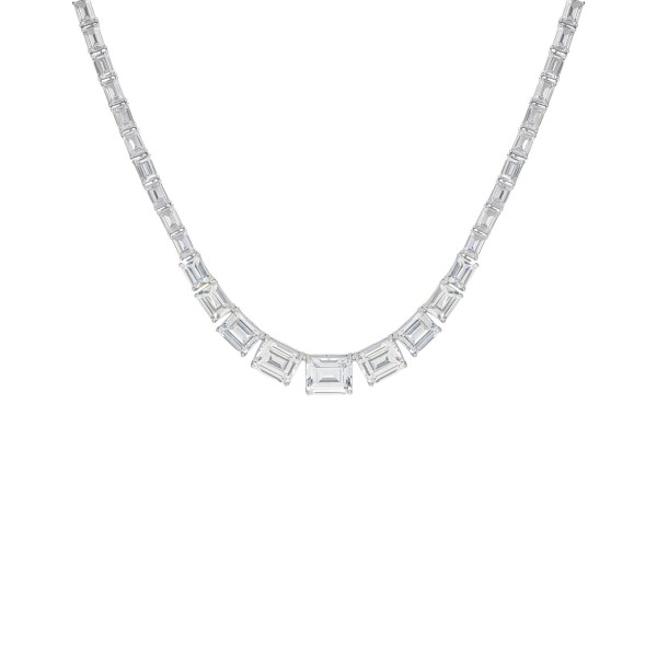 Fine Silver Plated Cubic Zirconia Graduating Necklace