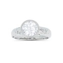 Cubic Zirconia Milgrain Bezel Set Hammered Ring