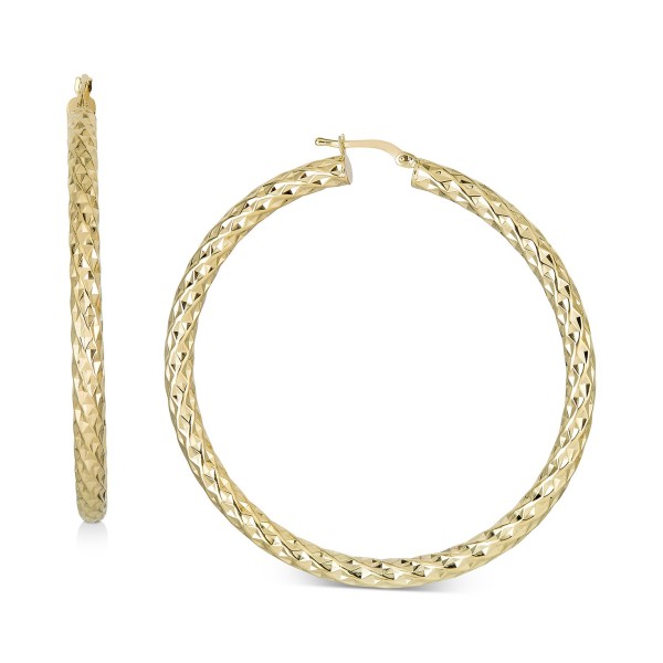 Textured Medium Hoop Earrings in 14k Gold-Plated Sterling Silver