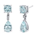 Aquamarine (4-1/10 ct ) & Diamond Accent Drop Earrings in Sterling Silver