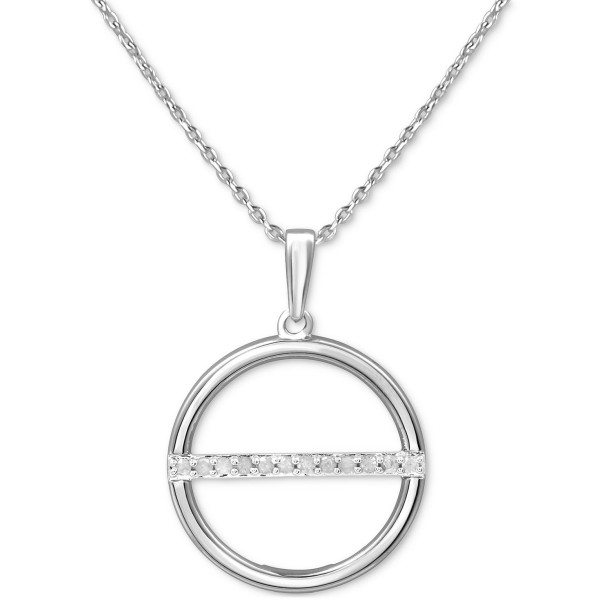 Chic Sterling Silver Pendant Necklace (1/10 ct) with 18