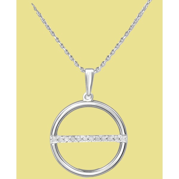 Chic Sterling Silver Pendant Necklace (1/10 ct) with 18