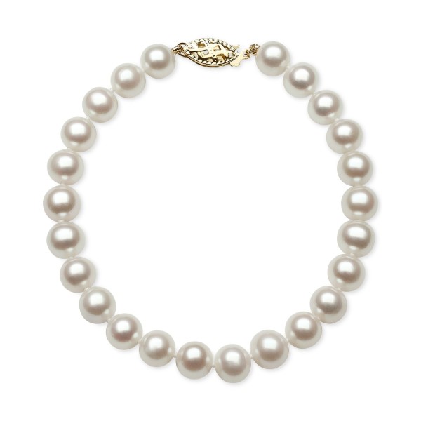 Cultured Freshwater Pearl Bracelet (7mm) in 14k Gold