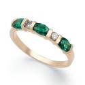 14k Gold Ring, Emerald (3/4 ct) and Diamond (1/8 ct) Ring