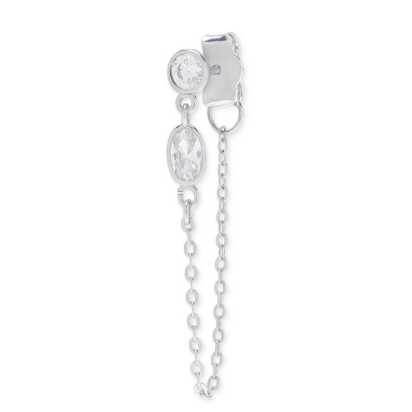 White Sapphire Chain Drop Earrings (1 ct) in Sterling Silver