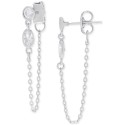 White Sapphire Chain Drop Earrings (1 ct) in Sterling Silver