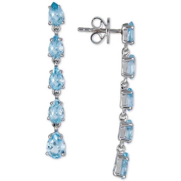 Blue Topaz Drop Earrings (5-1/3 ct) in Sterling Silver