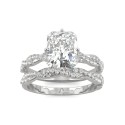 Moissanite Radiant Bridal Set 3-3/8 ct Diamond Equivalent in 14k White Gold