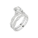 Moissanite Radiant Bridal Set 3-3/8 ct Diamond Equivalent in 14k White Gold