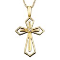 14k White or Yellow Gold Pendant, Diamond Accent Cross