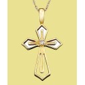 14k White or Yellow Gold Pendant, Diamond Accent Cross