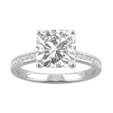 Moissanite Cushion Engagement Ring (2-5/8 ct DEW) in 14k White Gold