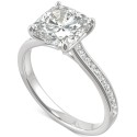 Moissanite Cushion Engagement Ring (2-5/8 ct DEW) in 14k White Gold