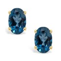 Blue Topaz (1 ct) Stud Earrings in 14K Yellow Gold or 14K White Gold