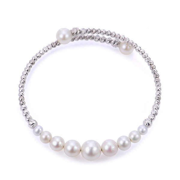 Cultured Freshwater Pearl (4-8mm) Graduated Cuff Bracelet