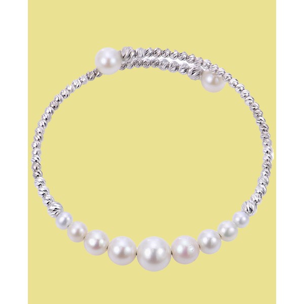 Cultured Freshwater Pearl (4-8mm) Graduated Cuff Bracelet