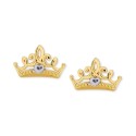 Princess Crown Stud Earrings in 14k Gold