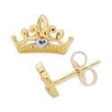 Princess Crown Stud Earrings in 14k Gold