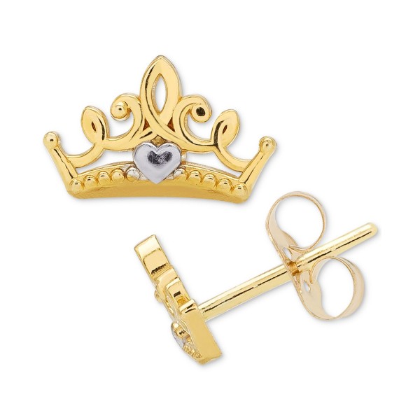 Princess Crown Stud Earrings in 14k Gold