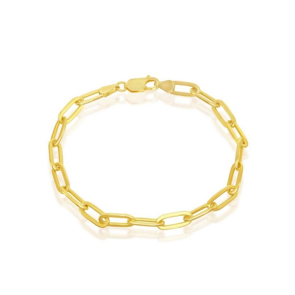 Sterling Silver 4mm Paper Clip Bracelet - Gold Plated