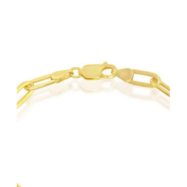 Sterling Silver 4mm Paper Clip Bracelet - Gold Plated