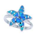 Blue Opal Starfish Ring in Sterling Silver