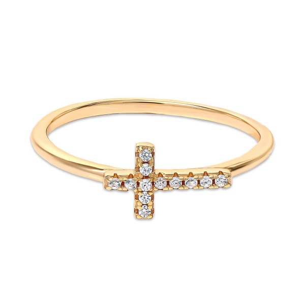 2-Pc. Set Cubic Zirconia Cross Stack Rings in 18k Gold-Plated Sterling Silver