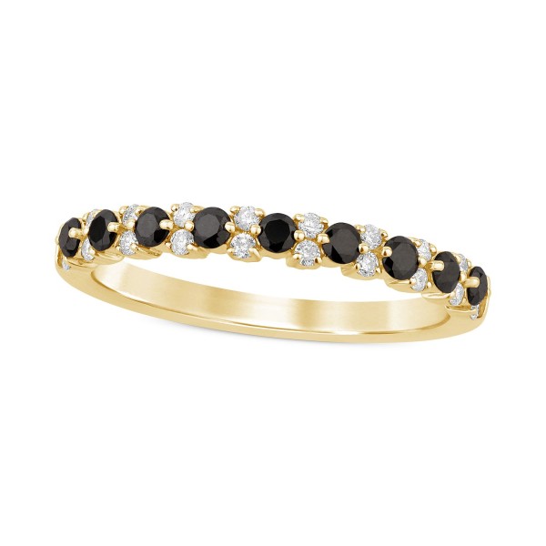 Black Diamond (1/4 ct) & White Diamond (1/8 ct) Stack Band in 14k Gold