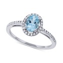 Aquamarine (5/8 ct) & Diamond (1/6 ct) Ring in 14k White Gold