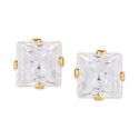 Cubic Zirconia Princess Stud Earrings in 14k Gold