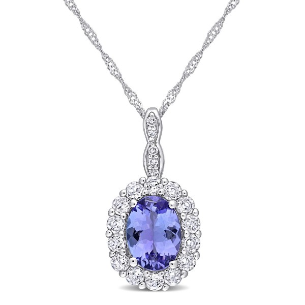 Diamond Accent Vintage-Like Halo Necklace in 14K White Gold