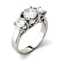 Moissanite Three Stone Ring 2 ct Diamond Equivalent in 14k White Gold