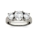 Moissanite Three Stone Ring 2 ct Diamond Equivalent in 14k White Gold