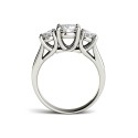 Moissanite Three Stone Ring 2 ct Diamond Equivalent in 14k White Gold