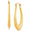 Textured Oval Hoop Earrings in 14k Gold