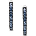 Blue Diamond Huggie Hoop Earrings (1/2 ct) in Sterling Silver