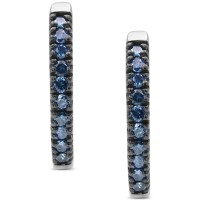 Blue Diamond Huggie Hoop Earrings (1/2 ct) in Sterling Silver Blue Diamond Huggie ...