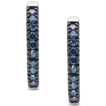 Blue Diamond Huggie Hoop Earrings (1/2 ct) in Sterling Silver Blue Diamond Huggie ...