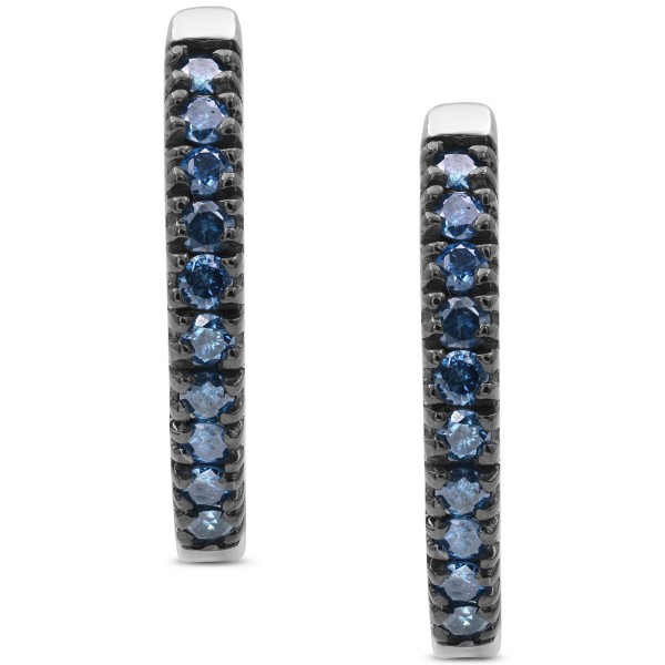 Blue Diamond Huggie Hoop Earrings (1/2 ct) in Sterling Silver