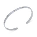 Crystal Inner Message Cuff Bangle Bracelet in Sterling Silver