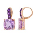 Pink Amethyst (15-1/2 ct) Drop Earrings in 18k Rose Gold over Sterling Silver