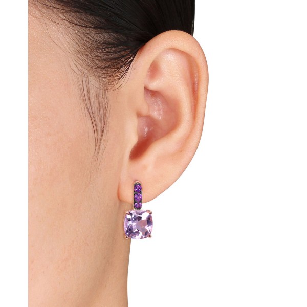 Pink Amethyst (15-1/2 ct) Drop Earrings in 18k Rose Gold over Sterling Silver