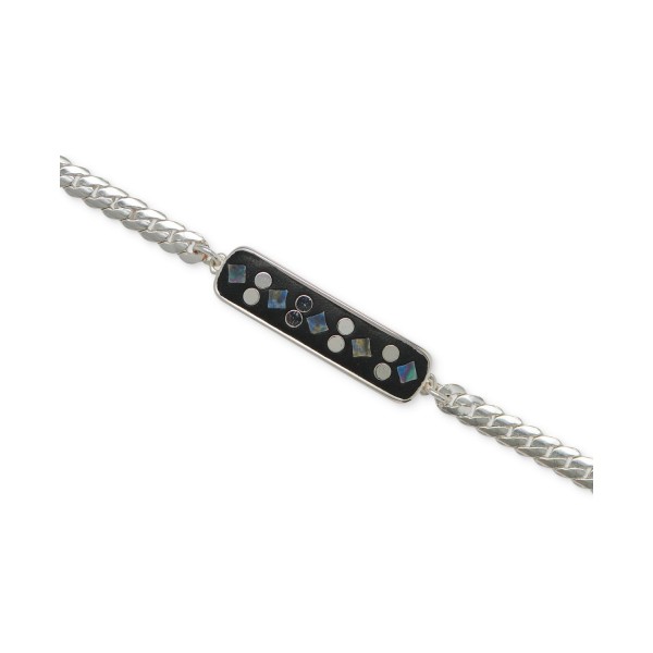 Women's Silver-Tone Mosaic Bar Link Bracelet