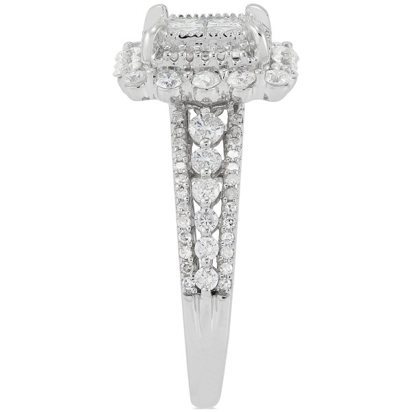 Diamond Princess Quad Cluster Ring (1-1/2 ct) in 14k White Gold