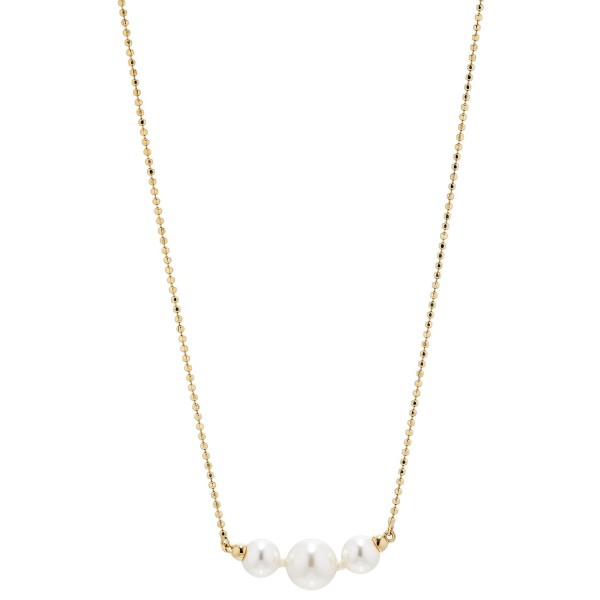 Gold-Tone Imitation Pearl Ball Chain Statement Necklace