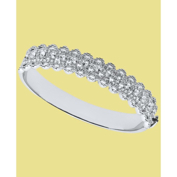 Silver-Tone Crystal Filigree Bangle Bracelet