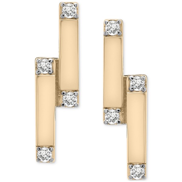 Diamond Double Bar Stud Earrings (1/10 ct) in Gold Vermeil