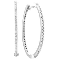 Diamond Small Skinny Hoop Earrings (1/6 ct) in 14k, 0.75 Diamond Small Skinny...