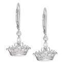 Cubic Zirconia Princess Tiara Drop Earrings in Sterling Silver